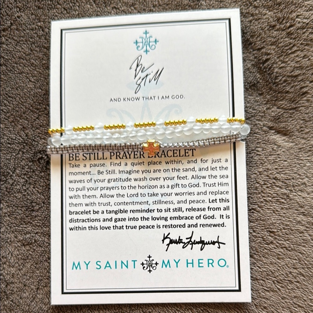 Be Still Prayer Bracelet - White and Gold with gray. Brand new.
